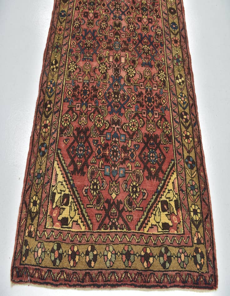 Detail image of 3' 10 x 10' Hand Knotted Hossainabad Persian Wool Runner Rug