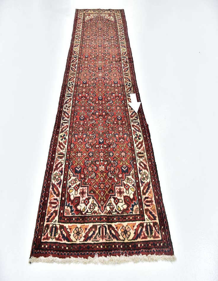 Detail image of  3' 5 x 10' 6  Hand Knotted Hossainabad Persian Wool Runner Rug