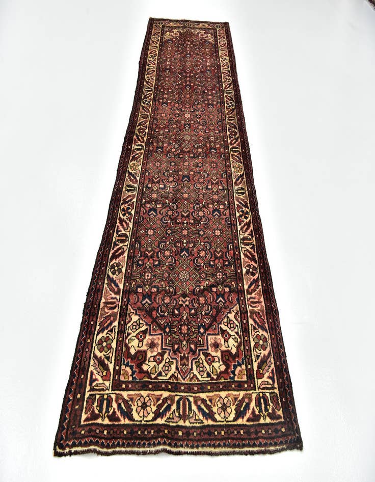 Detail image of  3' 5 x 10' 6  Hand Knotted Hossainabad Persian Wool Runner Rug