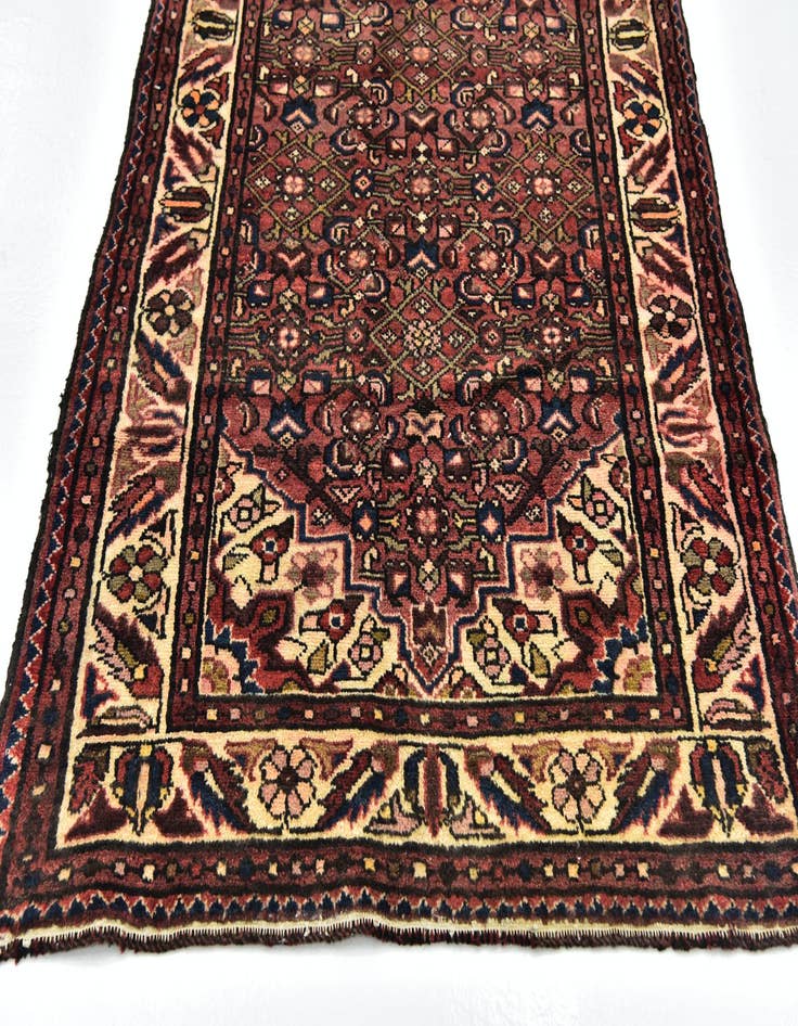 Detail image of  3' 5 x 10' 6  Hand Knotted Hossainabad Persian Wool Runner Rug