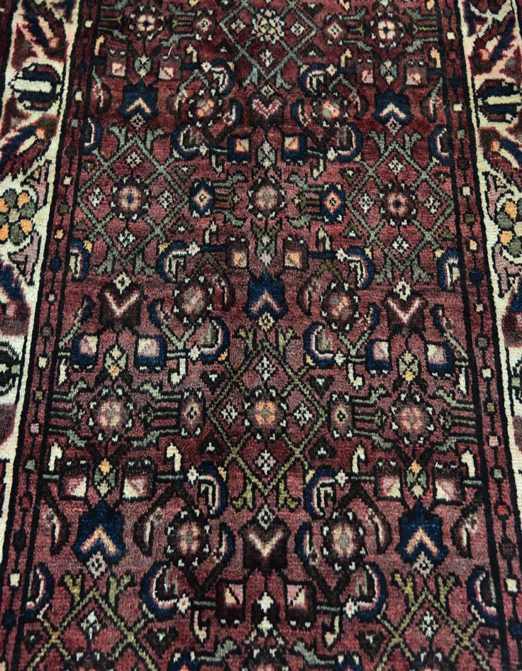 Detail image of  3' 5 x 10' 6  Hand Knotted Hossainabad Persian Wool Runner Rug