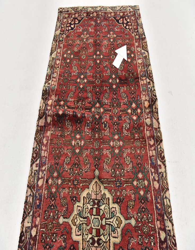 Detail image of 3' 10 x 10' 4 Hand Knotted Hossainabad Persian Wool Runner Rug