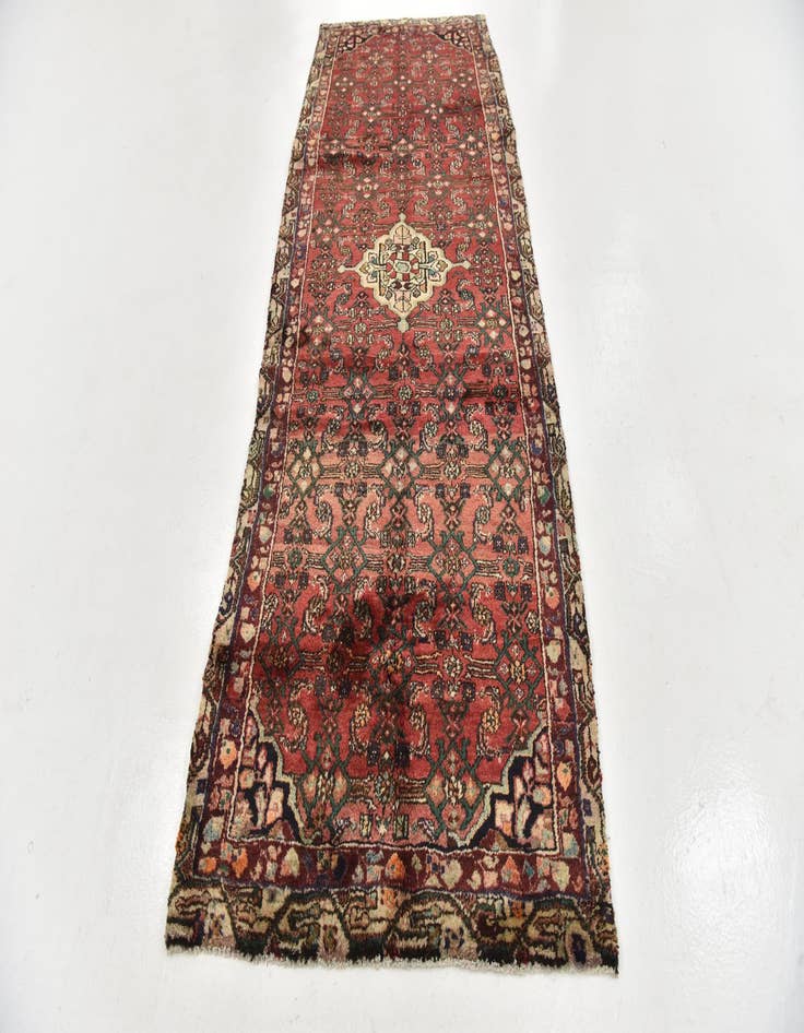 Detail image of 3' 10 x 10' 4 Hand Knotted Hossainabad Persian Wool Runner Rug