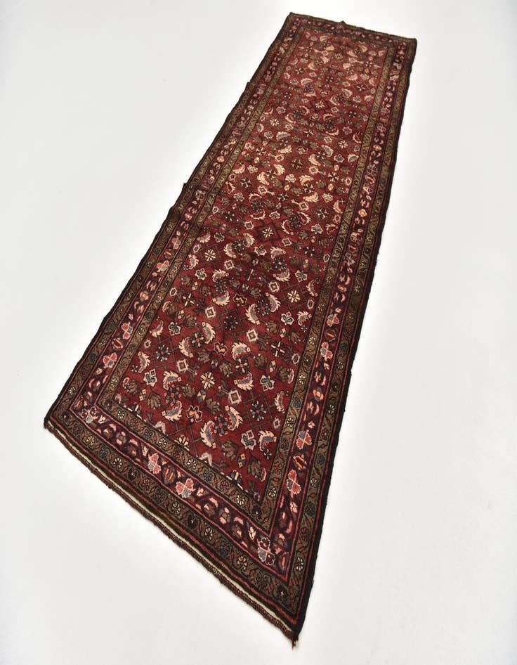 Detail image of  4' 2 x 10' 3  Hand Knotted Hossainabad Persian Wool Runner Rug