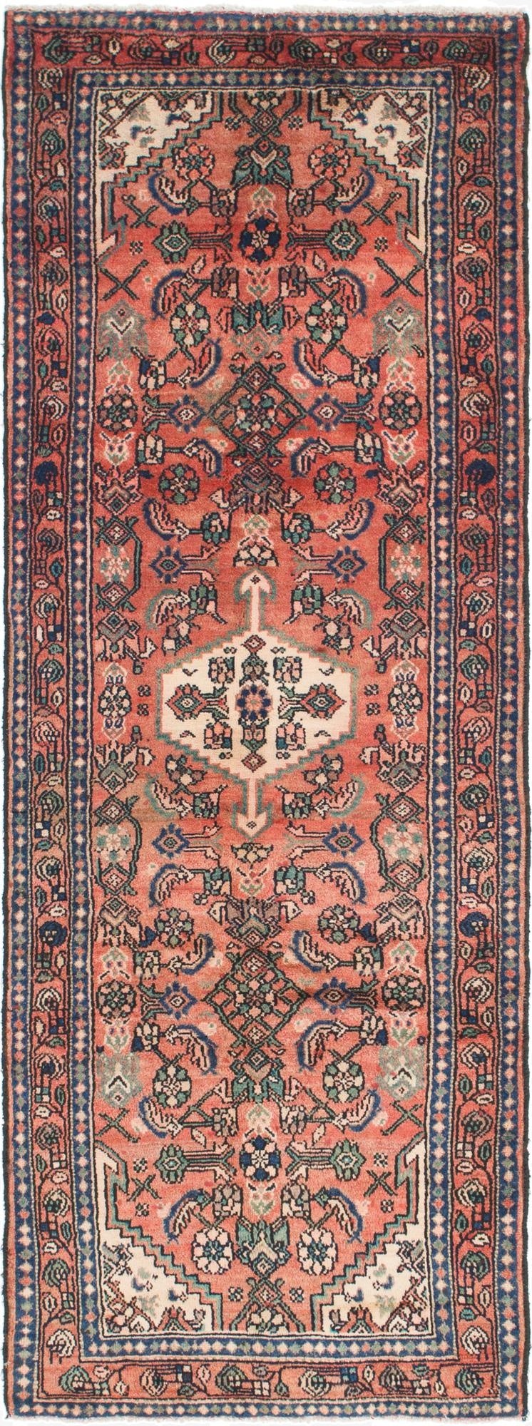  3' 6 x 9' 8  Hand Knotted Hossainabad Persian Wool Runner Rug
