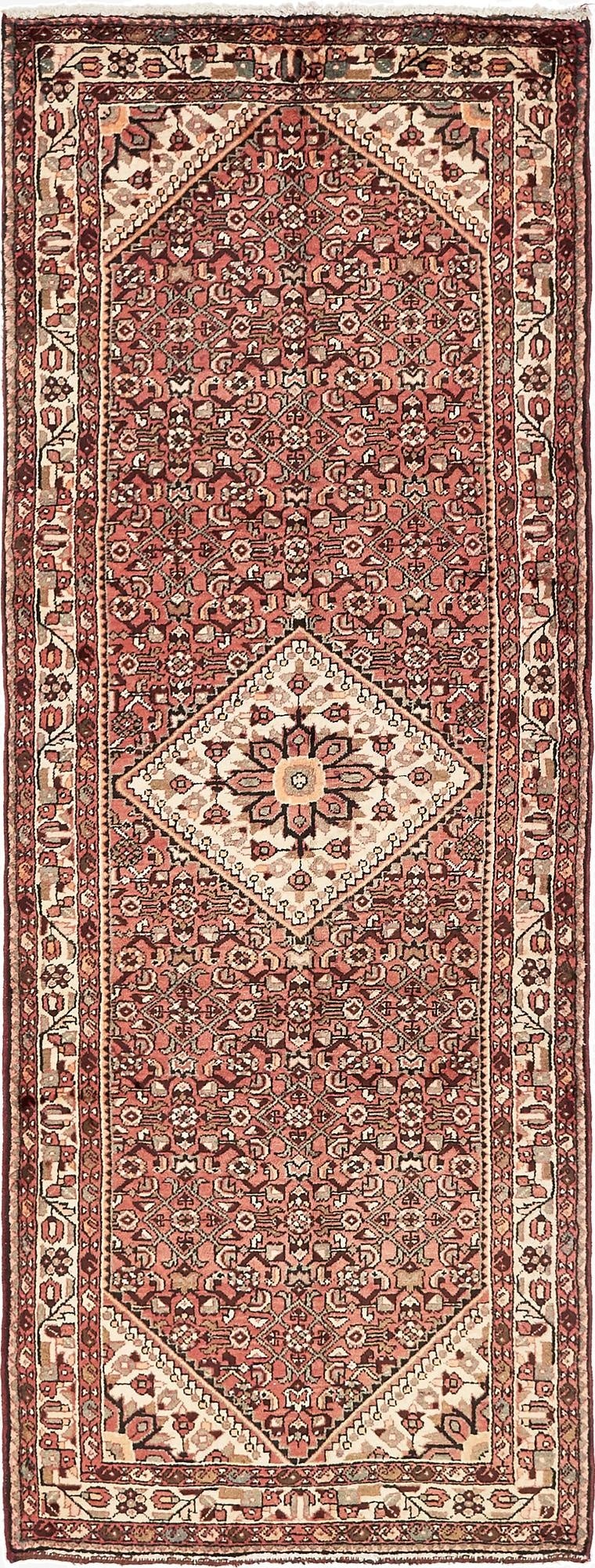  3' 6 x 9' 6  Hand Knotted Hossainabad Persian Wool Runner Rug
