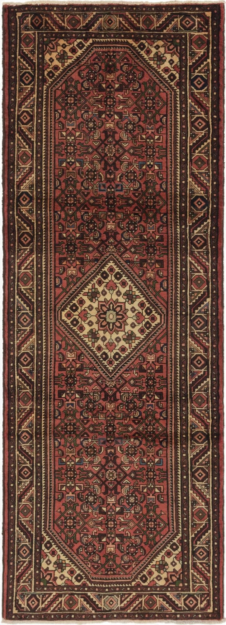  3' 6 x 9' 10  Hand Knotted Hossainabad Persian Wool Runner Rug