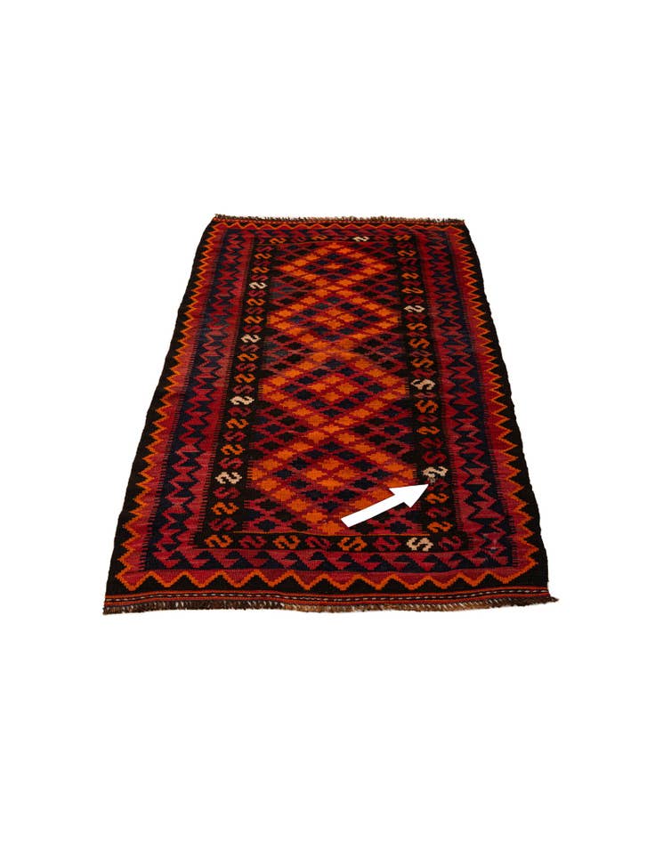 Detail image of  3' 3 x 6' 6  Hand Woven Kilim Afghan Wool Runner Rug