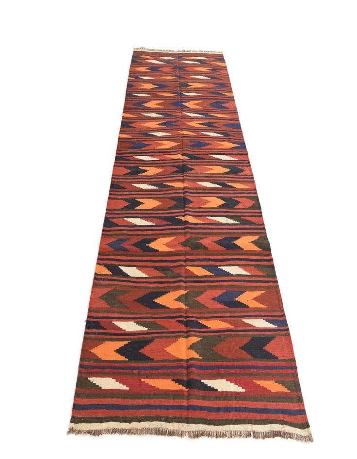 Detail image of  4' x 9' 5  Hand Woven Kilim Afghan Wool Runner Rug