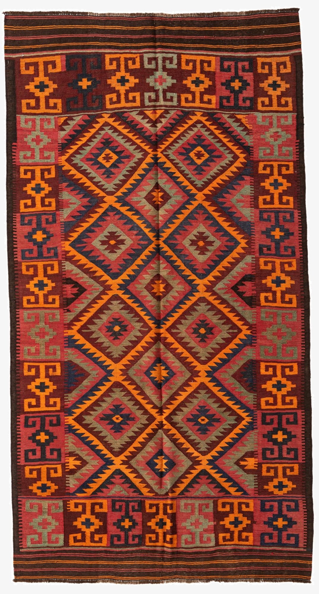  5' 5 x 10' 1  Hand Woven Kilim Afghan Wool Runner Rug