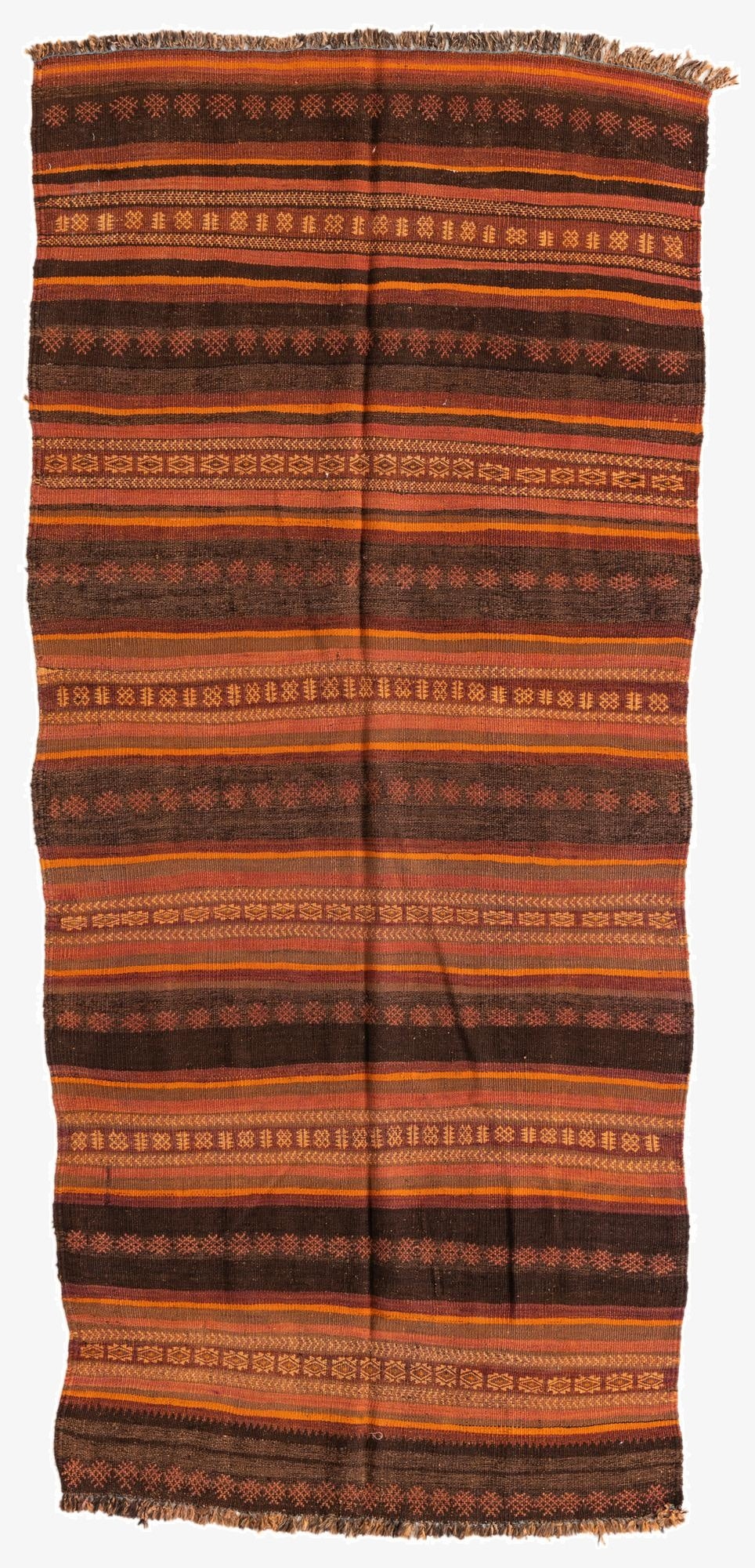  3' 7 x 8' 1  Hand Woven Kilim Afghan Wool Runner Rug