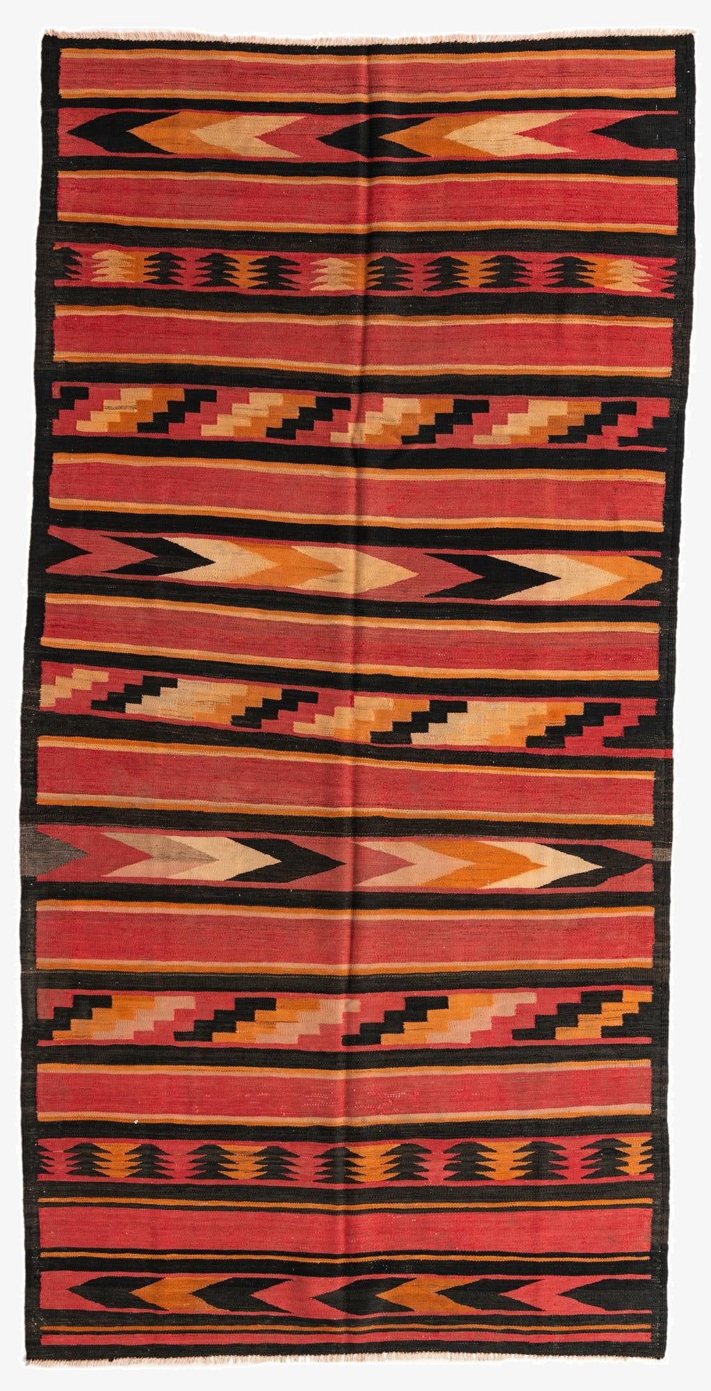  5' 1 x 10' 2  Hand Woven Kilim Afghan Wool Runner Rug