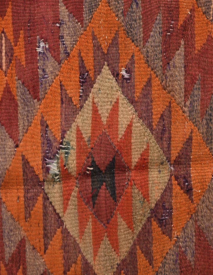 Detail image of  4' 6 x 9' 5  Hand Woven Kilim Fars Wool Runner Rug