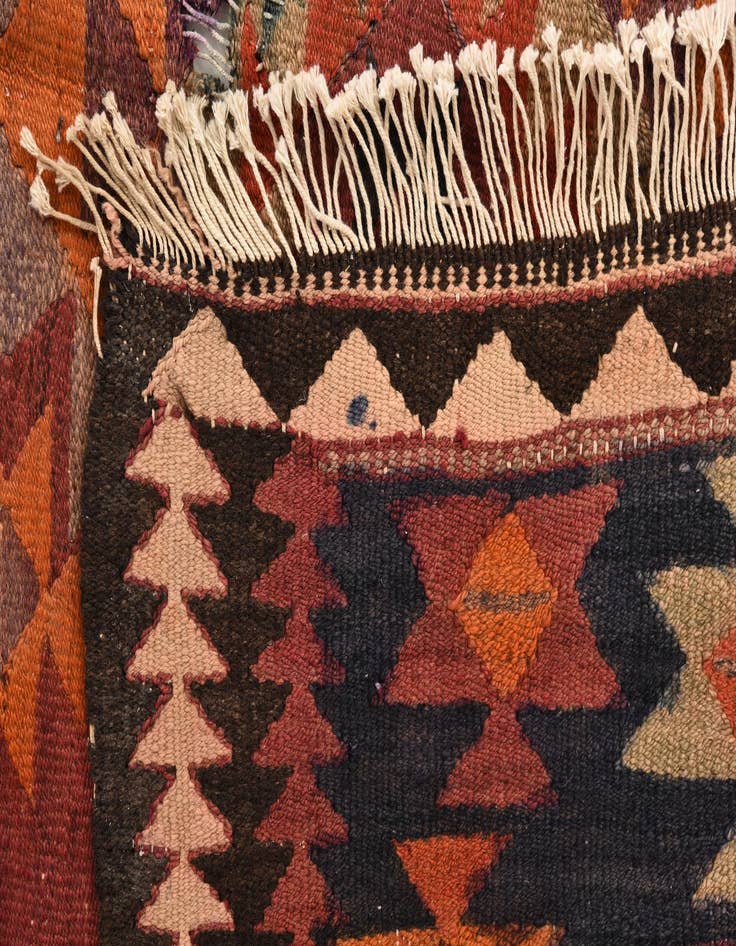Detail image of  4' 6 x 9' 5  Hand Woven Kilim Fars Wool Runner Rug