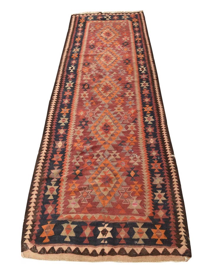 Detail image of  4' 6 x 9' 5  Hand Woven Kilim Fars Wool Runner Rug