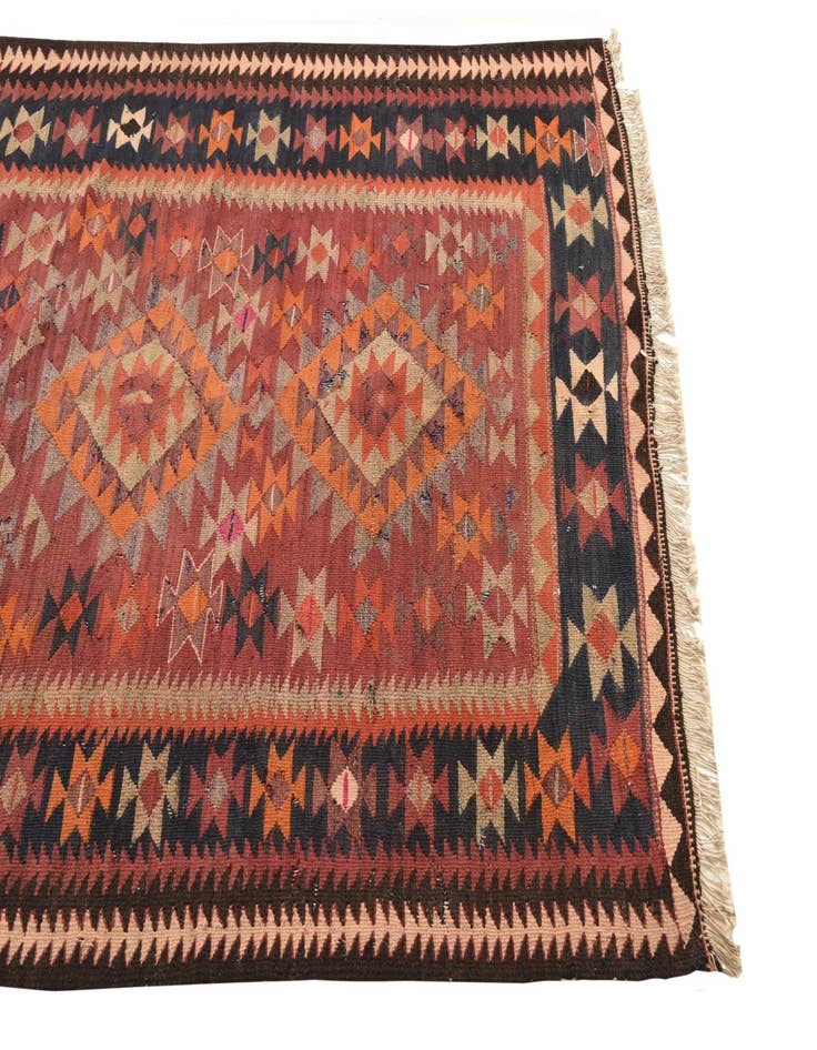 Detail image of  4' 6 x 9' 5  Hand Woven Kilim Fars Wool Runner Rug
