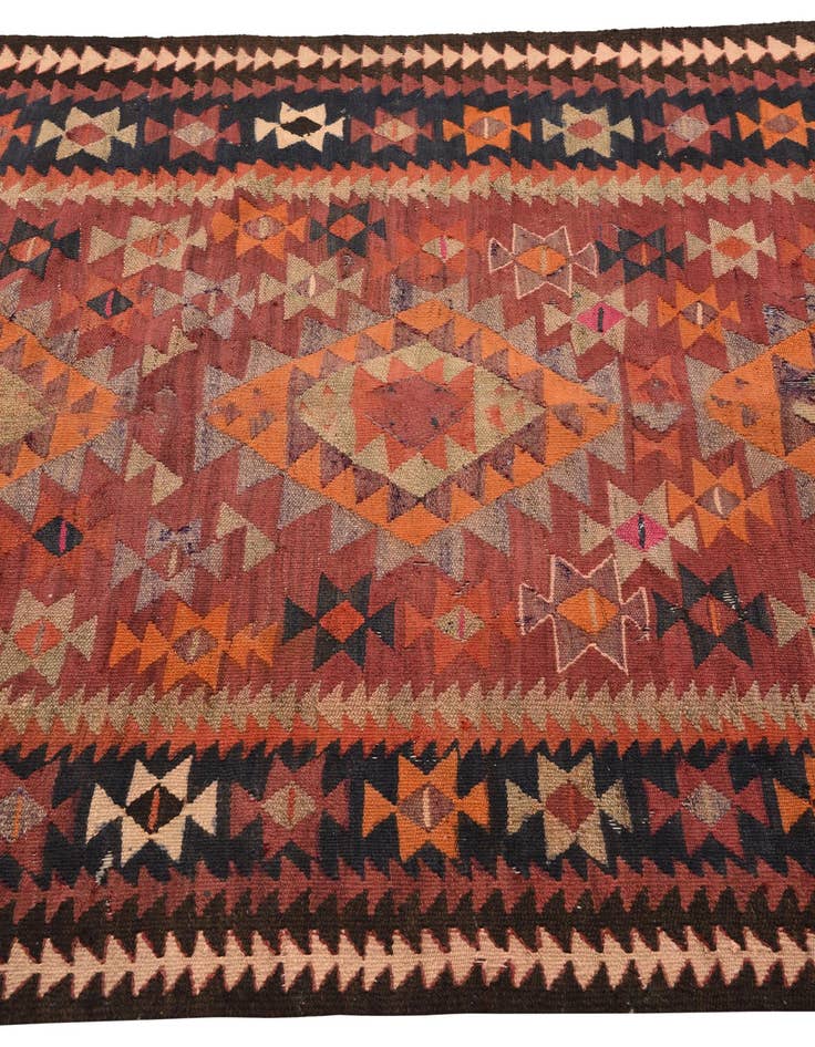Detail image of  4' 6 x 9' 5  Hand Woven Kilim Fars Wool Runner Rug