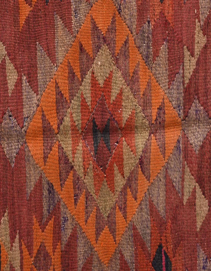 Detail image of  4' 6 x 9' 5  Hand Woven Kilim Fars Wool Runner Rug