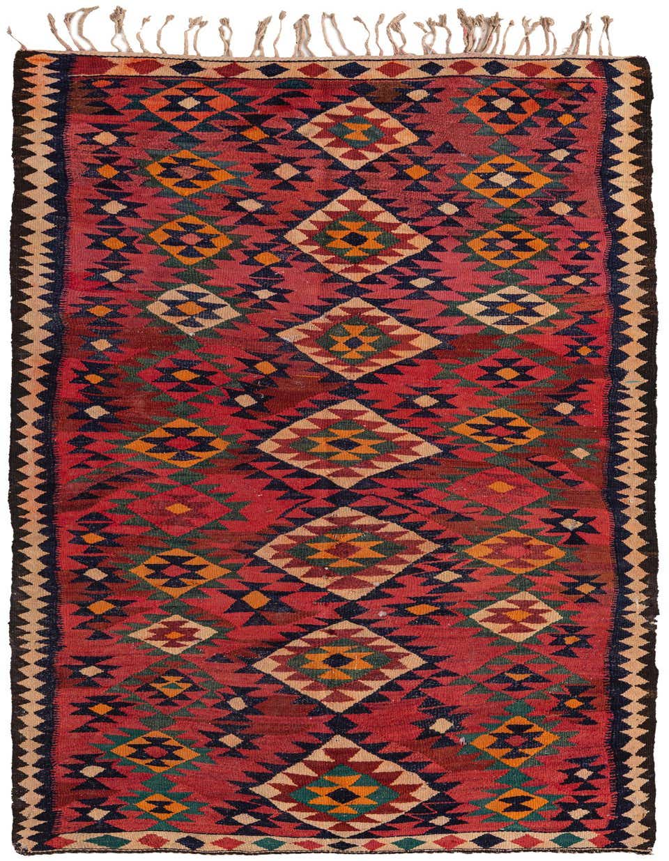 Primary image  4' x 7' 10  Hand Woven Kilim Fars Wool Runner Rug