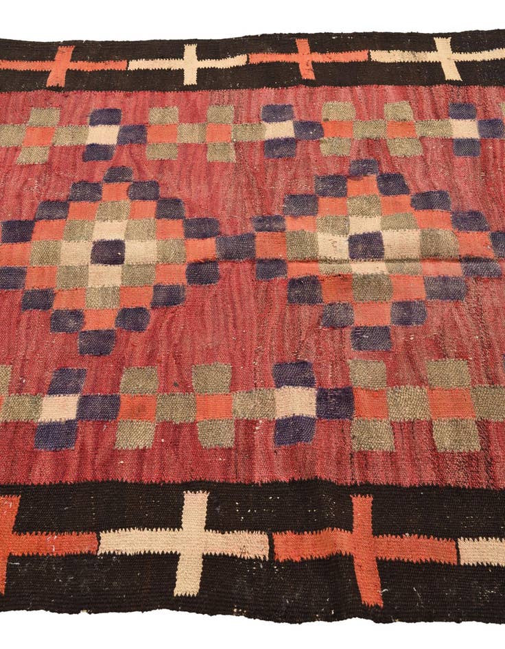 Detail image of  4' 6 x 9'  Hand Woven Kilim Fars Wool Runner Rug