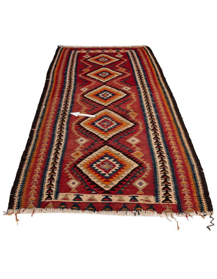 Detail image of  4' 5 x 9' 7  Hand Woven Kilim Fars Wool Runner Rug