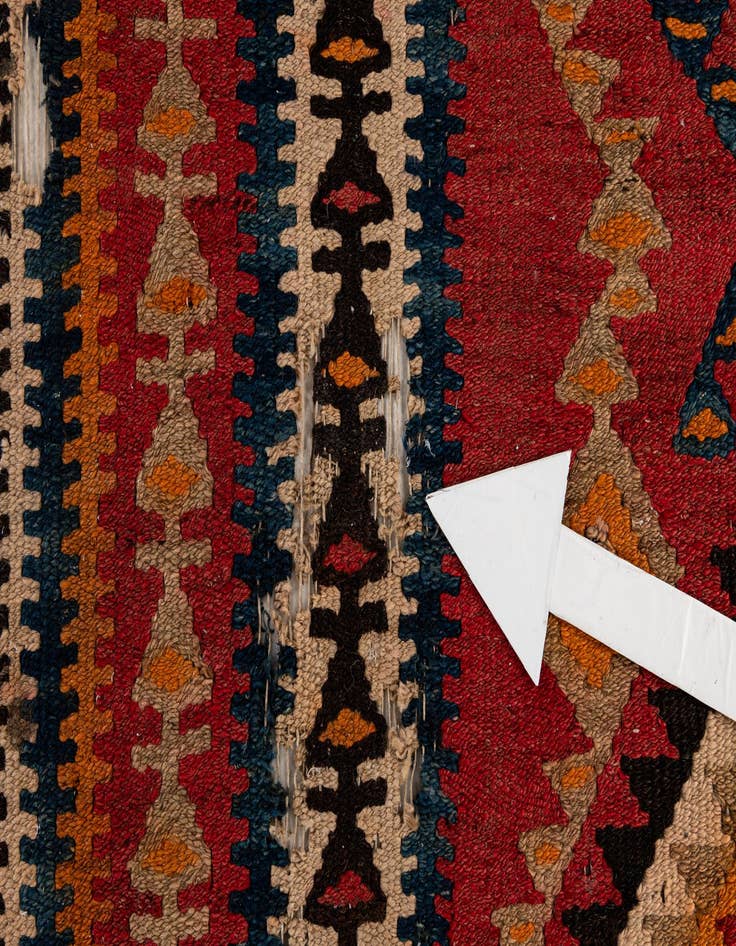 Detail image of  4' 5 x 9' 7  Hand Woven Kilim Fars Wool Runner Rug