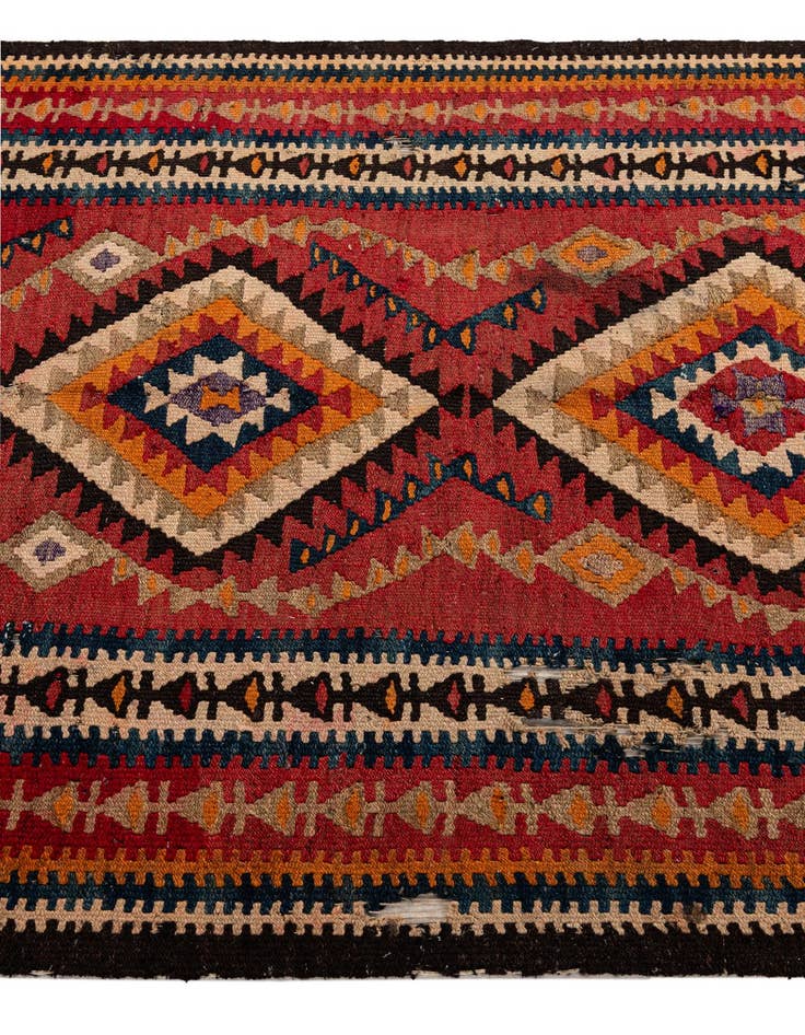 Detail image of  4' 5 x 9' 7  Hand Woven Kilim Fars Wool Runner Rug