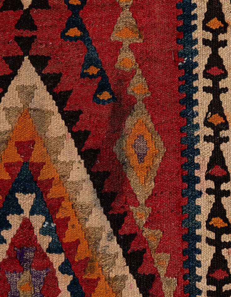 Detail image of  4' 5 x 9' 7  Hand Woven Kilim Fars Wool Runner Rug
