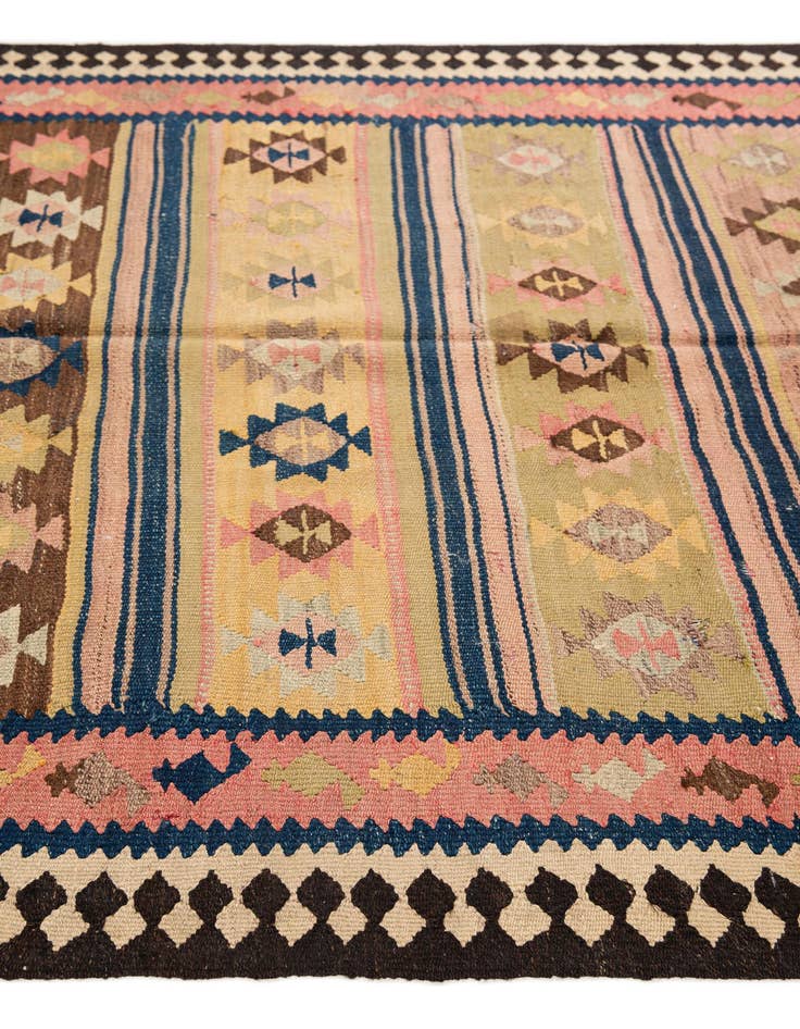 Detail image of  4' 7 x 9' 9  Hand Woven Kilim Fars Wool Runner Rug