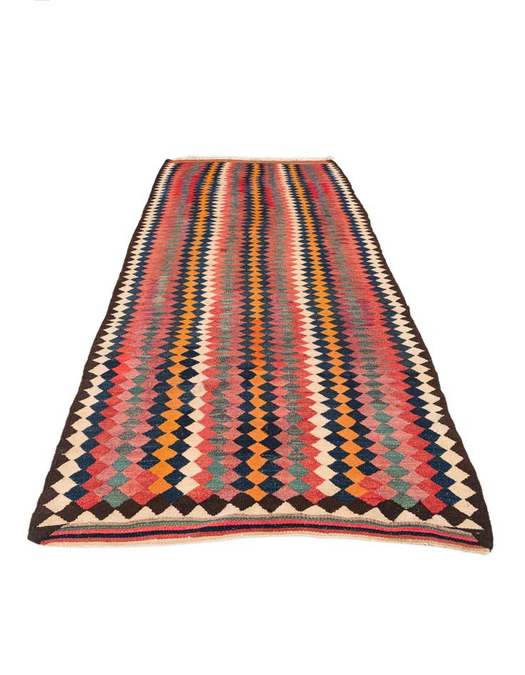 Detail image of  4' 6 x 10' 6  Hand Woven Kilim Fars Wool Runner Rug