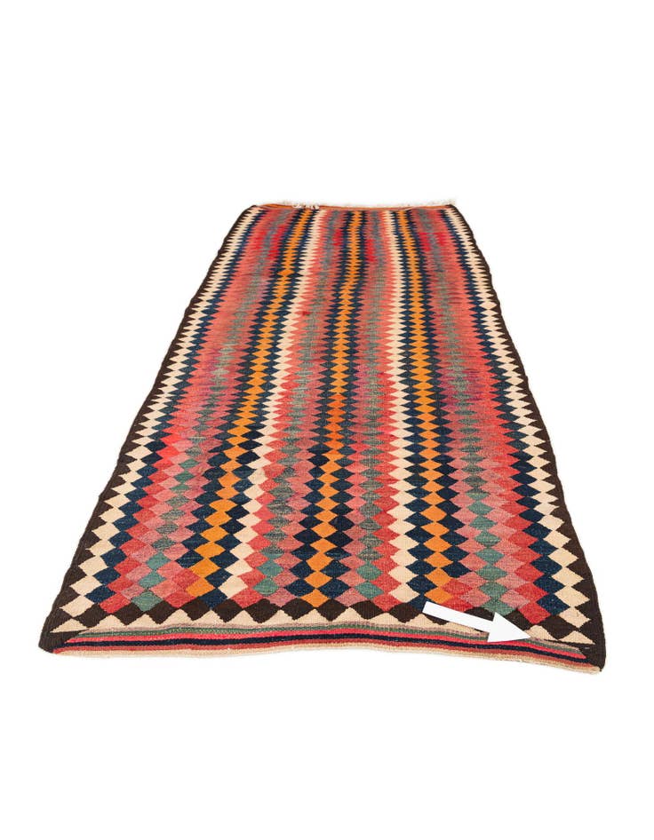 Detail image of  4' 6 x 10' 6  Hand Woven Kilim Fars Wool Runner Rug