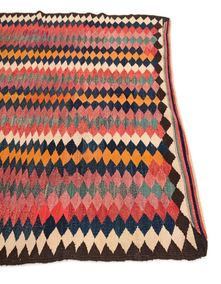 Detail image of  4' 6 x 10' 6  Hand Woven Kilim Fars Wool Runner Rug