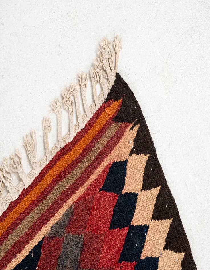 Detail image of  4' 6 x 10' 6  Hand Woven Kilim Fars Wool Runner Rug
