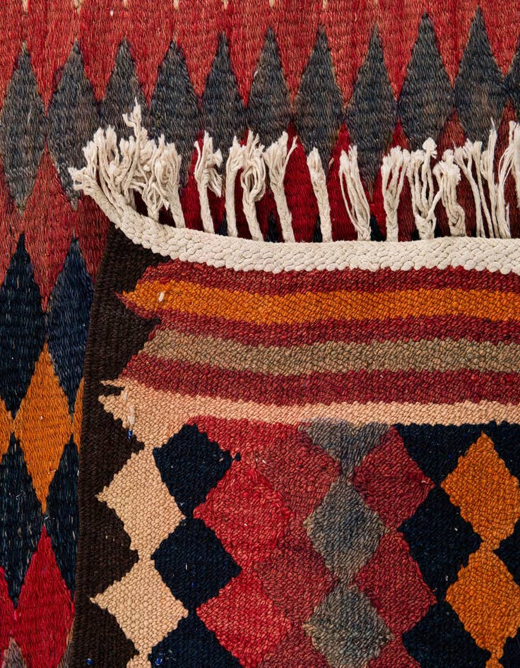 Detail image of  4' 6 x 10' 6  Hand Woven Kilim Fars Wool Runner Rug
