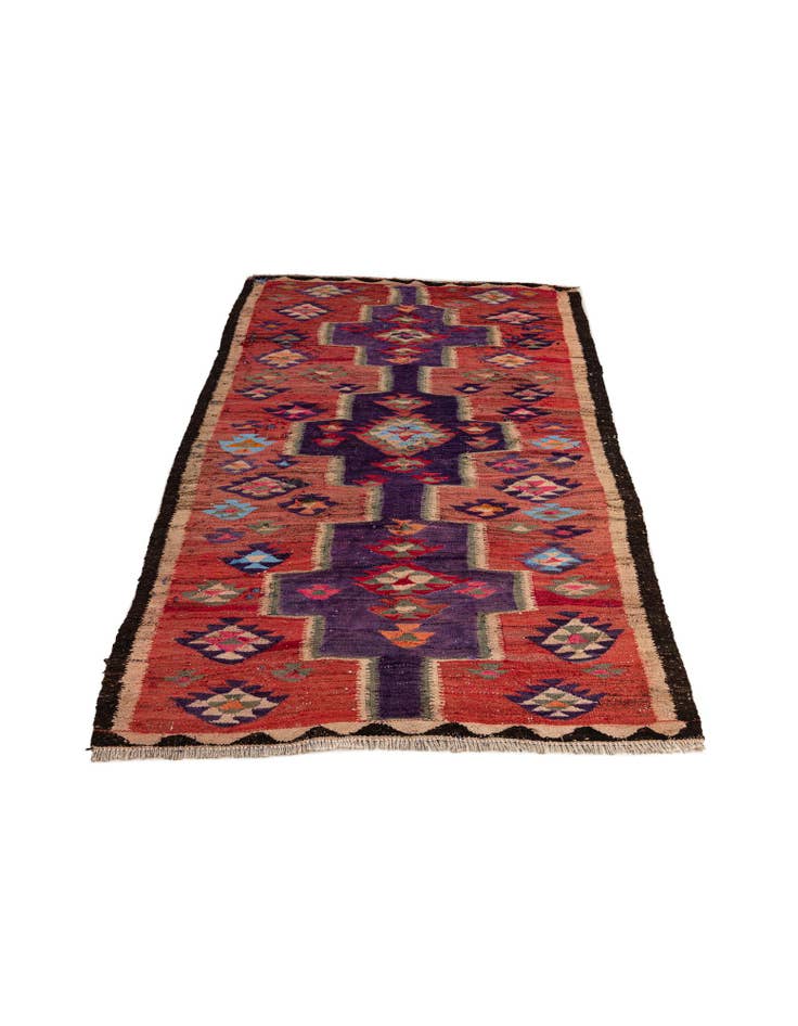 Detail image of  4' 9 x 9' 5  Hand Woven Kilim Fars Wool Runner Rug