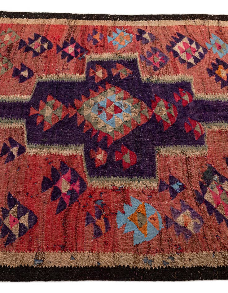 Detail image of  4' 9 x 9' 5  Hand Woven Kilim Fars Wool Runner Rug