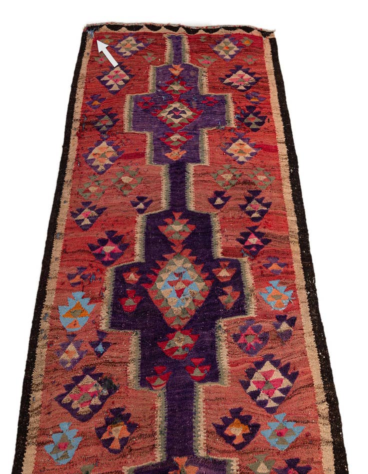 Detail image of  4' 9 x 9' 5  Hand Woven Kilim Fars Wool Runner Rug