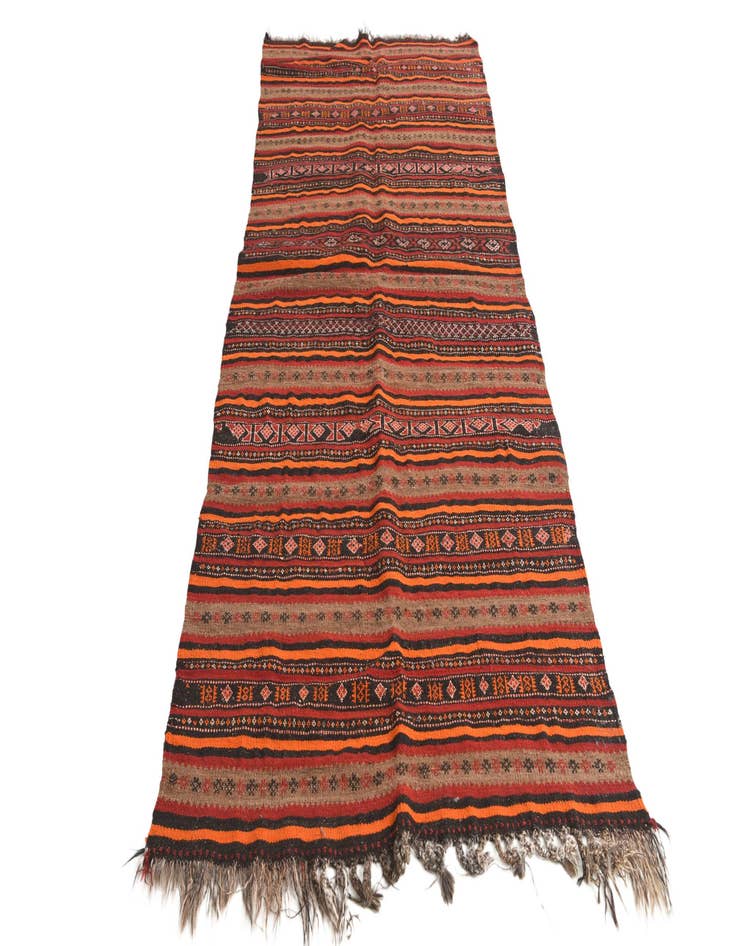 Detail image of  3' 10 x 9' 6  Hand Woven Kilim Fars Wool Runner Rug