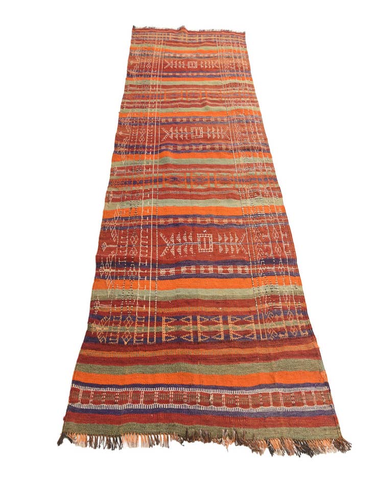 Detail image of  4' x 9' 1  Hand Woven Kilim Fars Wool Runner Rug