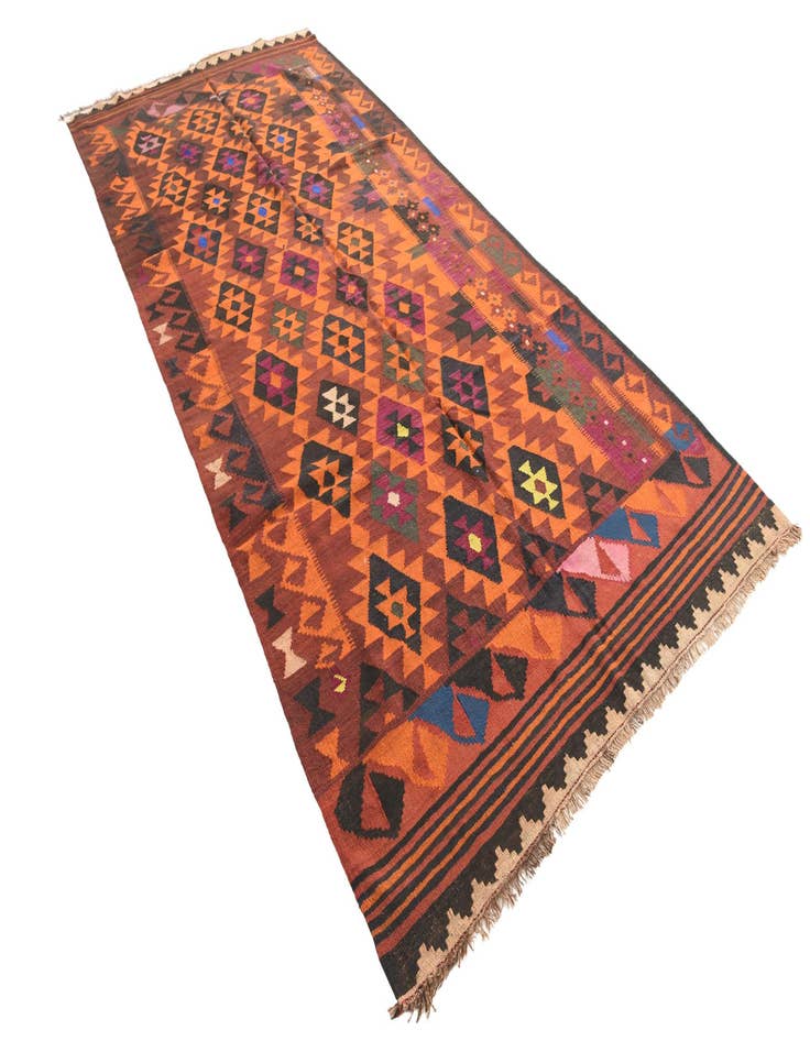 Detail image of  5' x 10' 10  Hand Woven Kilim Fars Wool Runner Rug