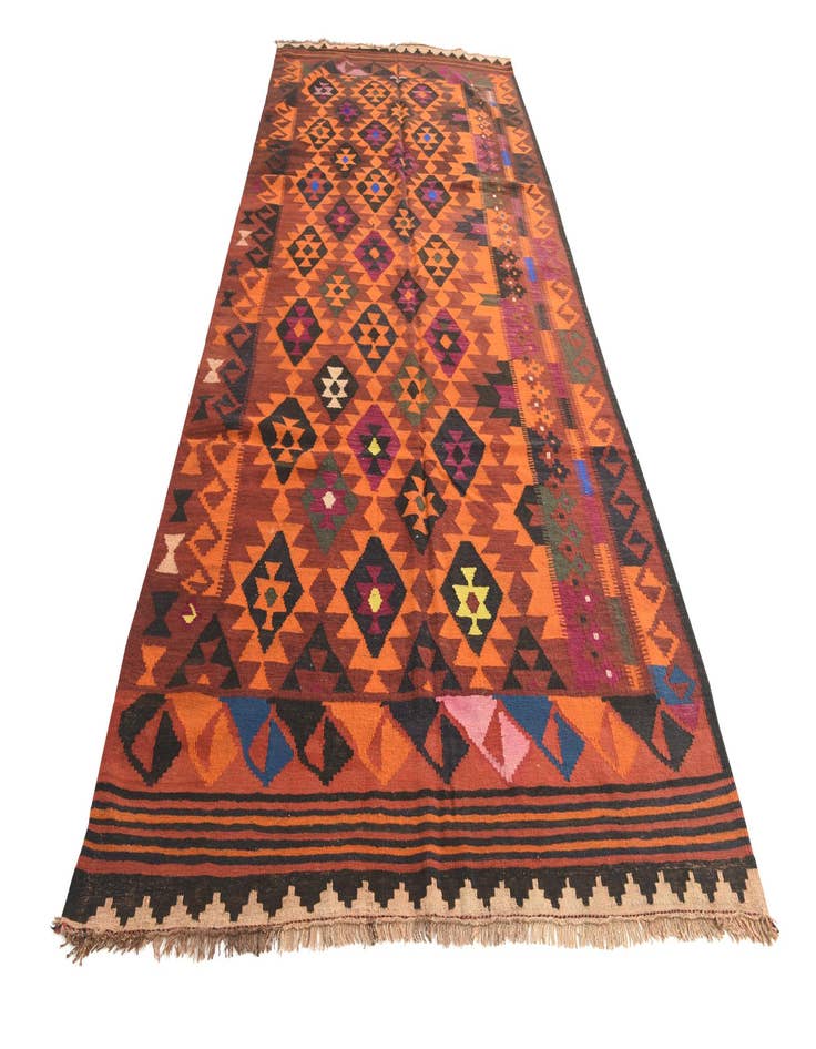 Detail image of  5' x 10' 10  Hand Woven Kilim Fars Wool Runner Rug