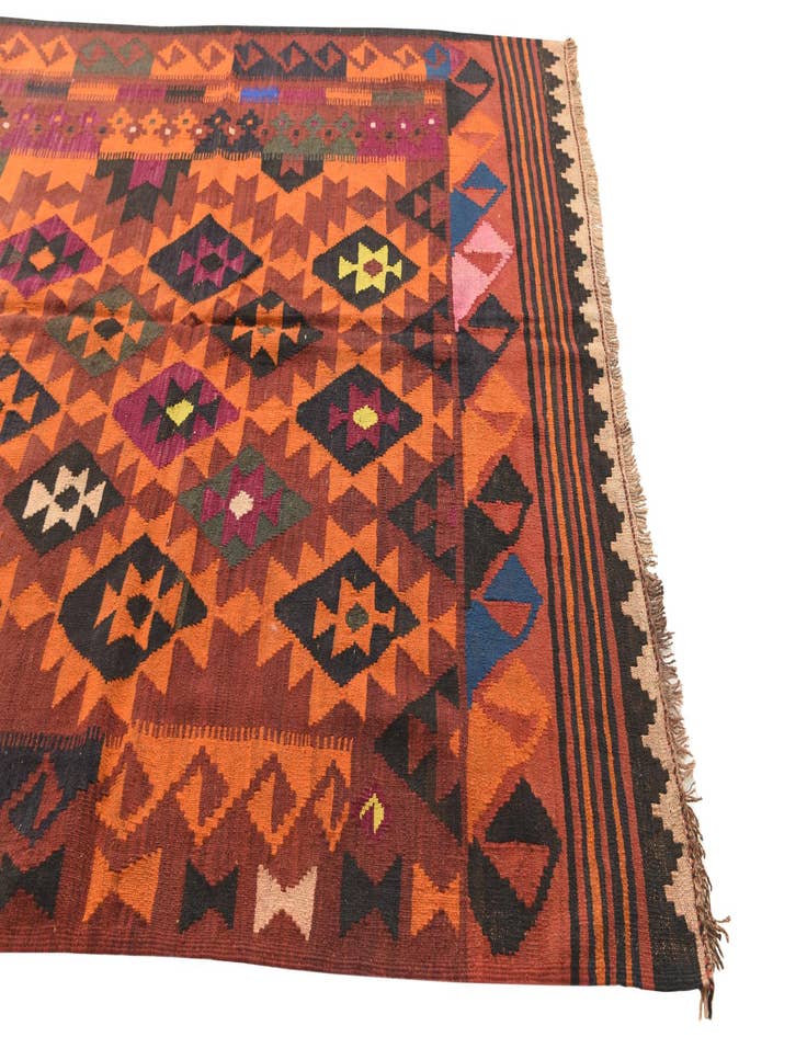 Detail image of  5' x 10' 10  Hand Woven Kilim Fars Wool Runner Rug