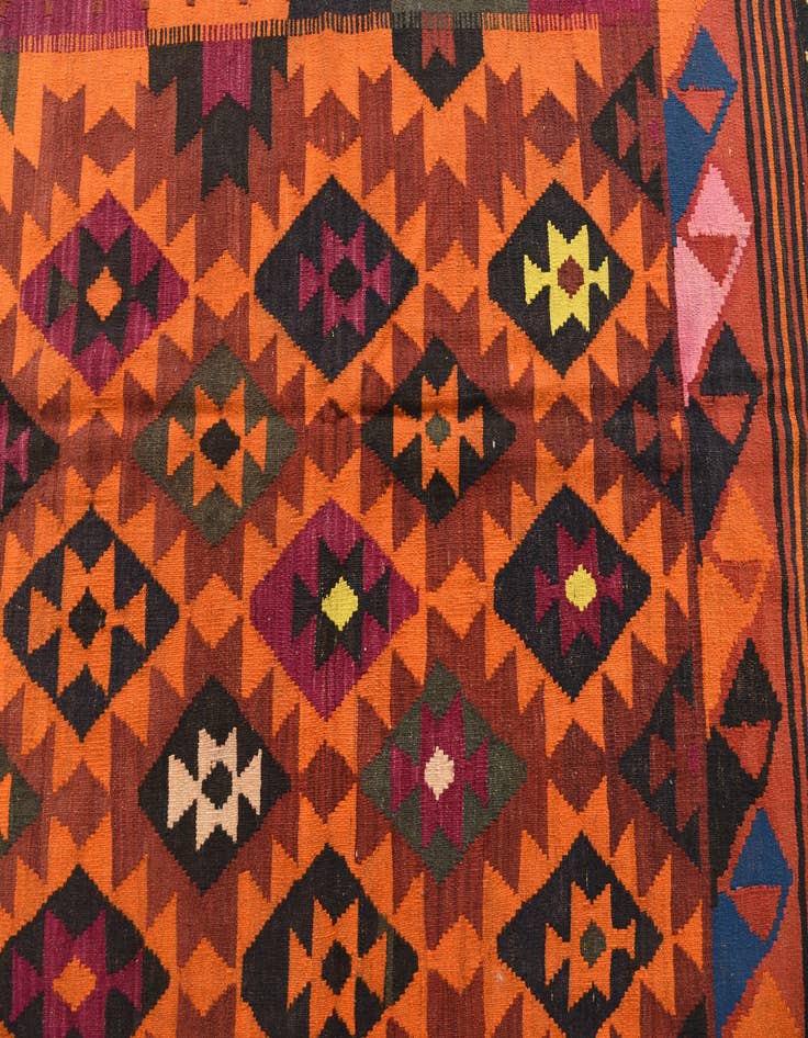 Detail image of  5' x 10' 10  Hand Woven Kilim Fars Wool Runner Rug