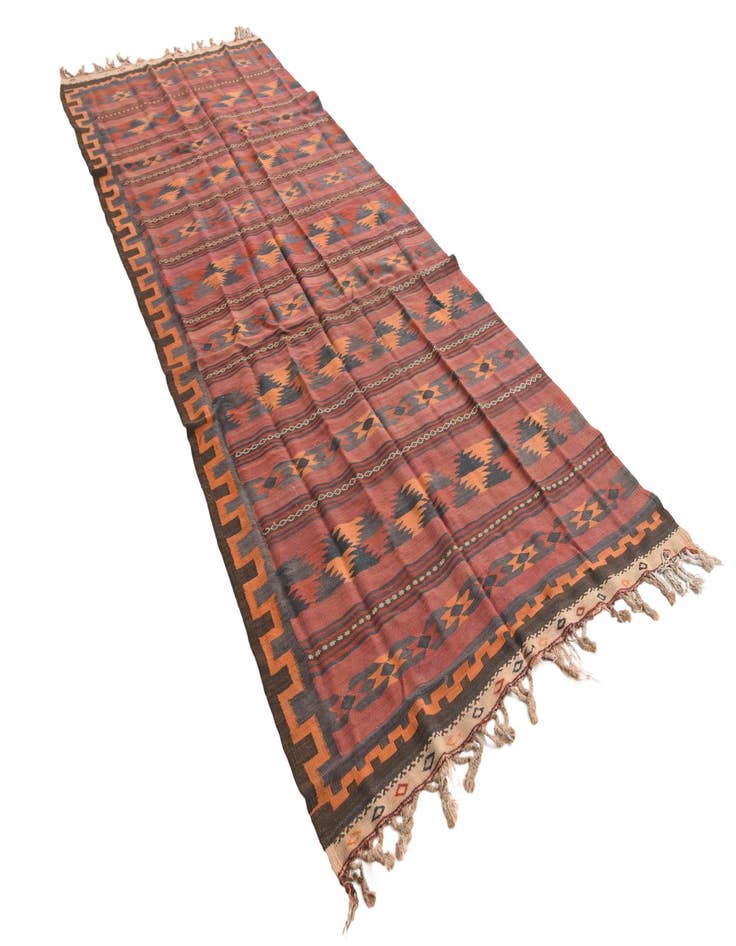 Detail image of  4' 4 x 11'  Hand Woven Kilim Fars Wool Runner Rug