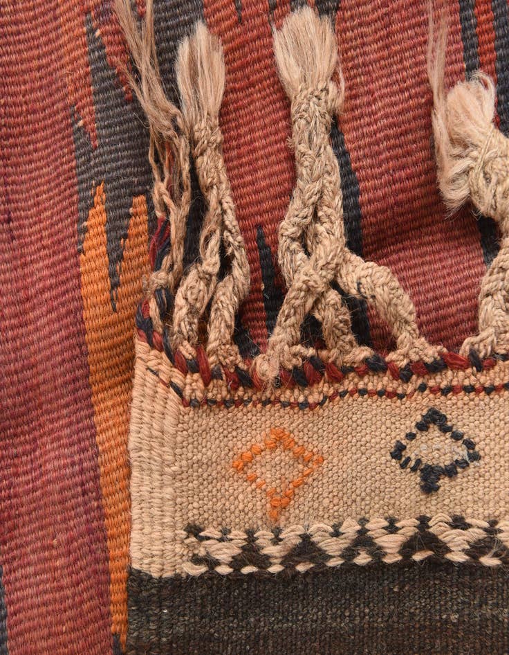 Detail image of  4' 4 x 11'  Hand Woven Kilim Fars Wool Runner Rug