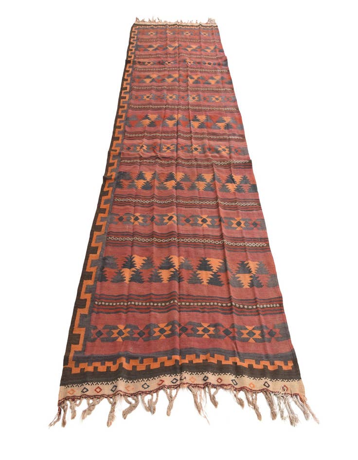 Detail image of  4' 4 x 11'  Hand Woven Kilim Fars Wool Runner Rug