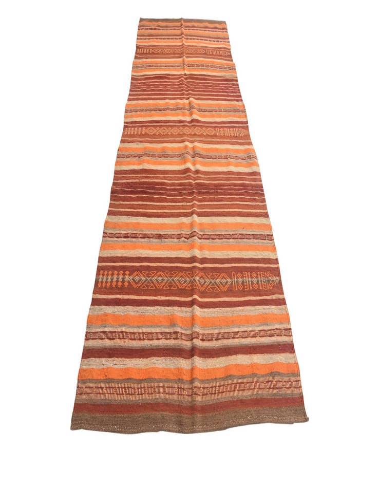 Detail image of  4' 1 x 11' 4  Hand Woven Kilim Fars Wool Runner Rug