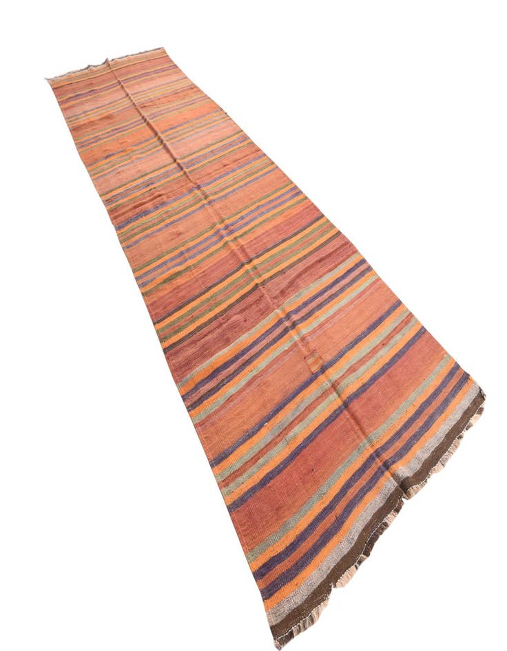 Detail image of  4' 7 x 14' 8  Hand Woven Kilim Fars Wool Runner Rug