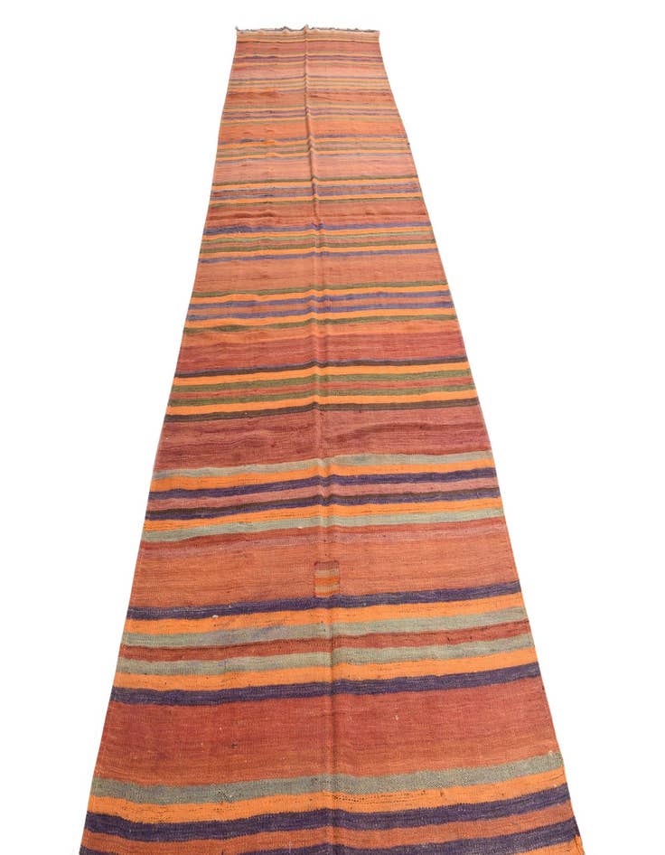 Detail image of  4' 7 x 14' 8  Hand Woven Kilim Fars Wool Runner Rug