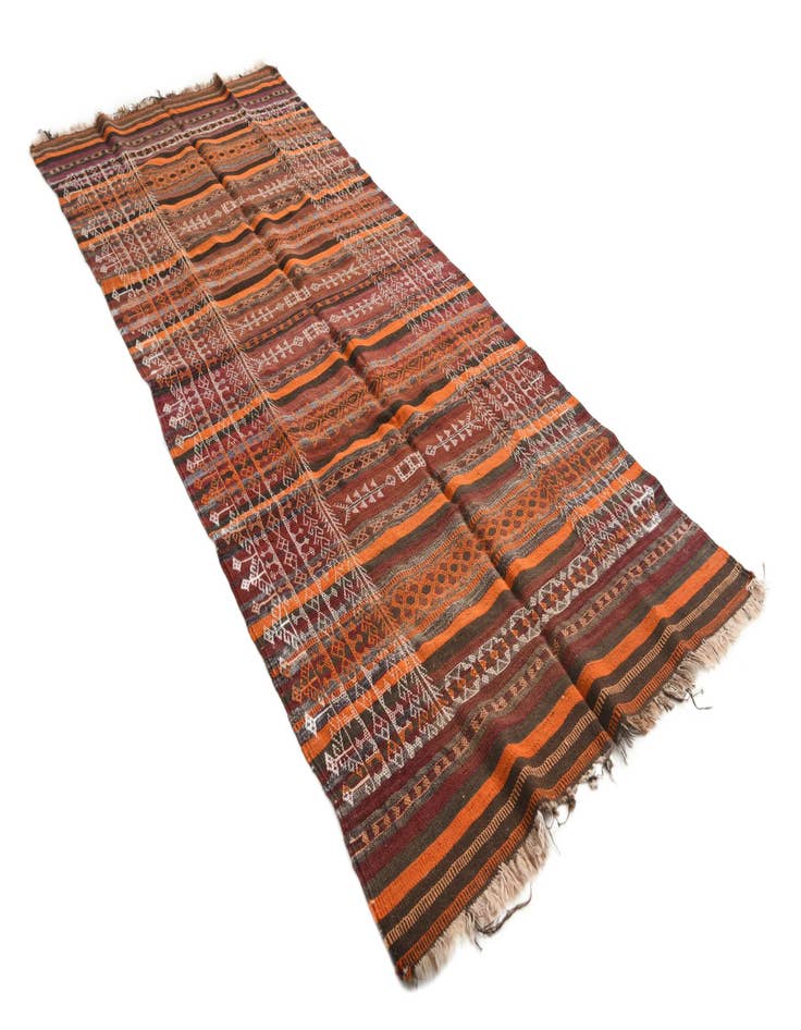 Detail image of  4' 3 x 10' 8  Hand Woven Kilim Fars Wool Runner Rug